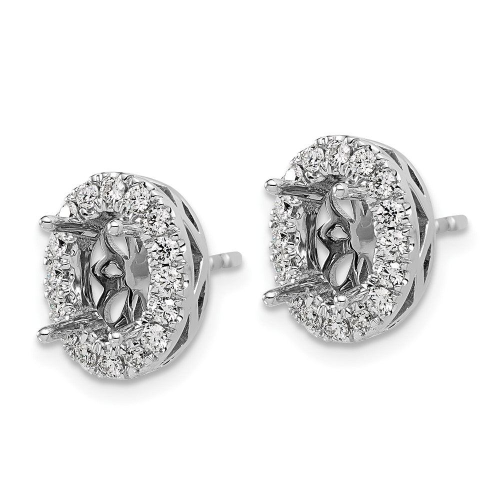 14kw 1/2ct Lab Grown Diamond VS/SI+ G+ Oval Semi Halo Post Earrings
