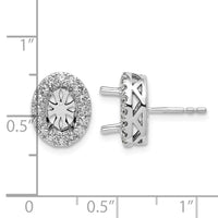 14kw 1/2ct Lab Grown Diamond VS/SI+ G+ Oval Semi Halo Post Earrings