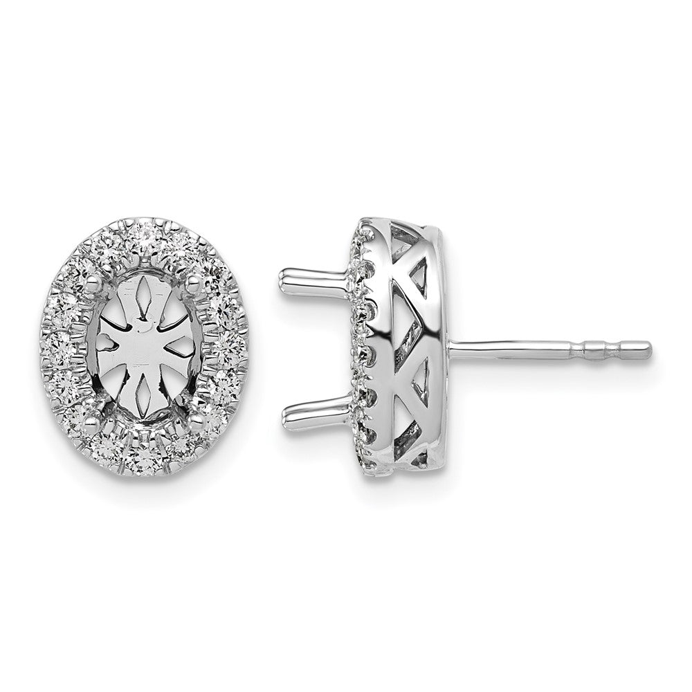 14kw 1/2ct Lab Grown Diamond VS/SI+ G+ Oval Semi Halo Post Earrings