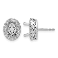 14kw 1/2ct Lab Grown Diamond VS/SI+ G+ Oval Semi Halo Post Earrings