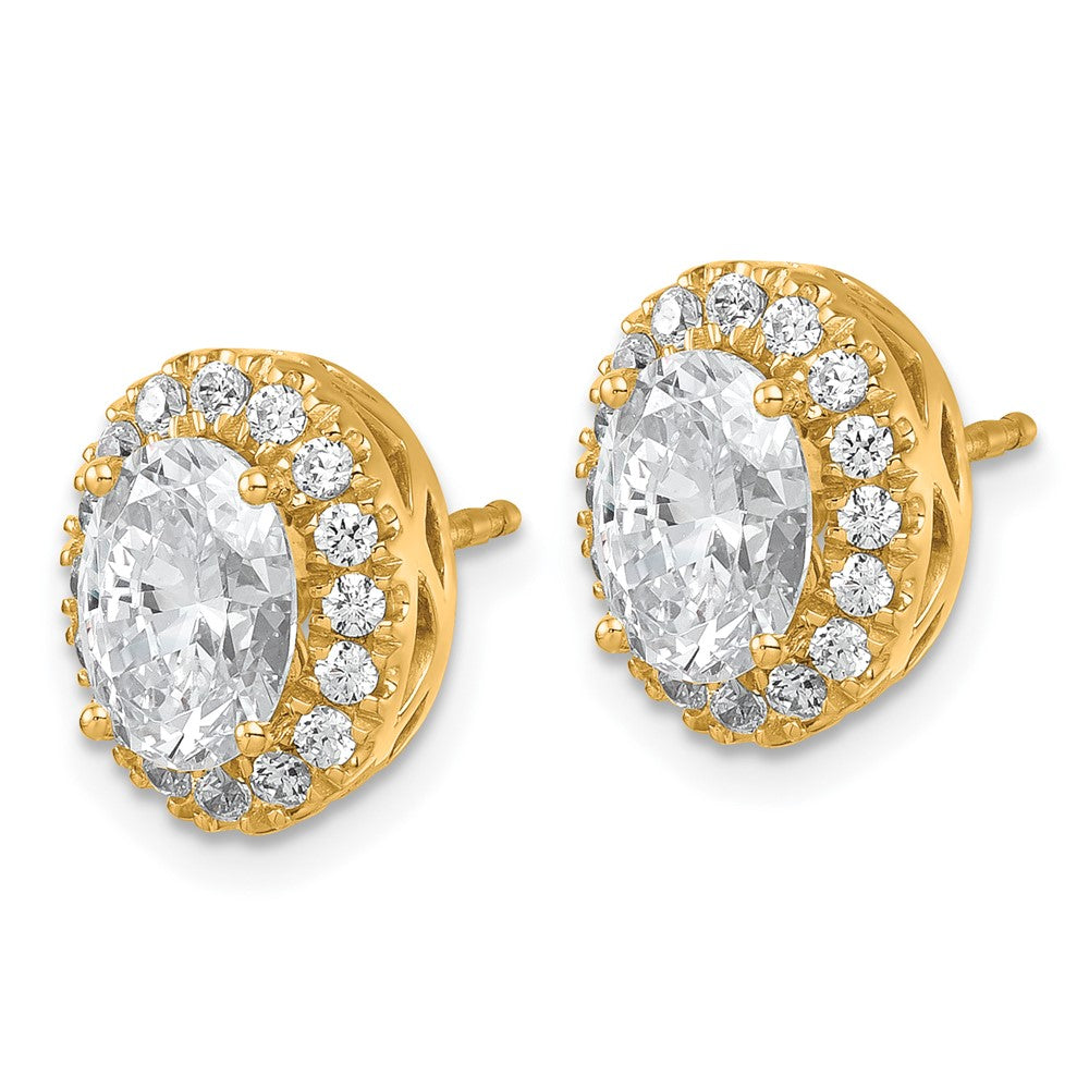 14k 2 1/2ct Lab Grown Diamond VS/SI+ G+ Oval Complete Halo Post Earrings
