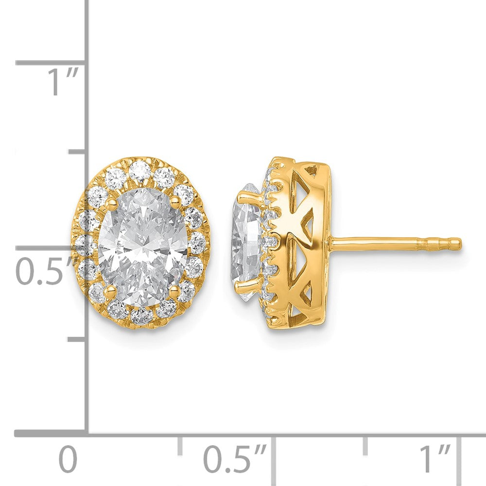 14k 2 1/2ct Lab Grown Diamond VS/SI+ G+ Oval Complete Halo Post Earrings