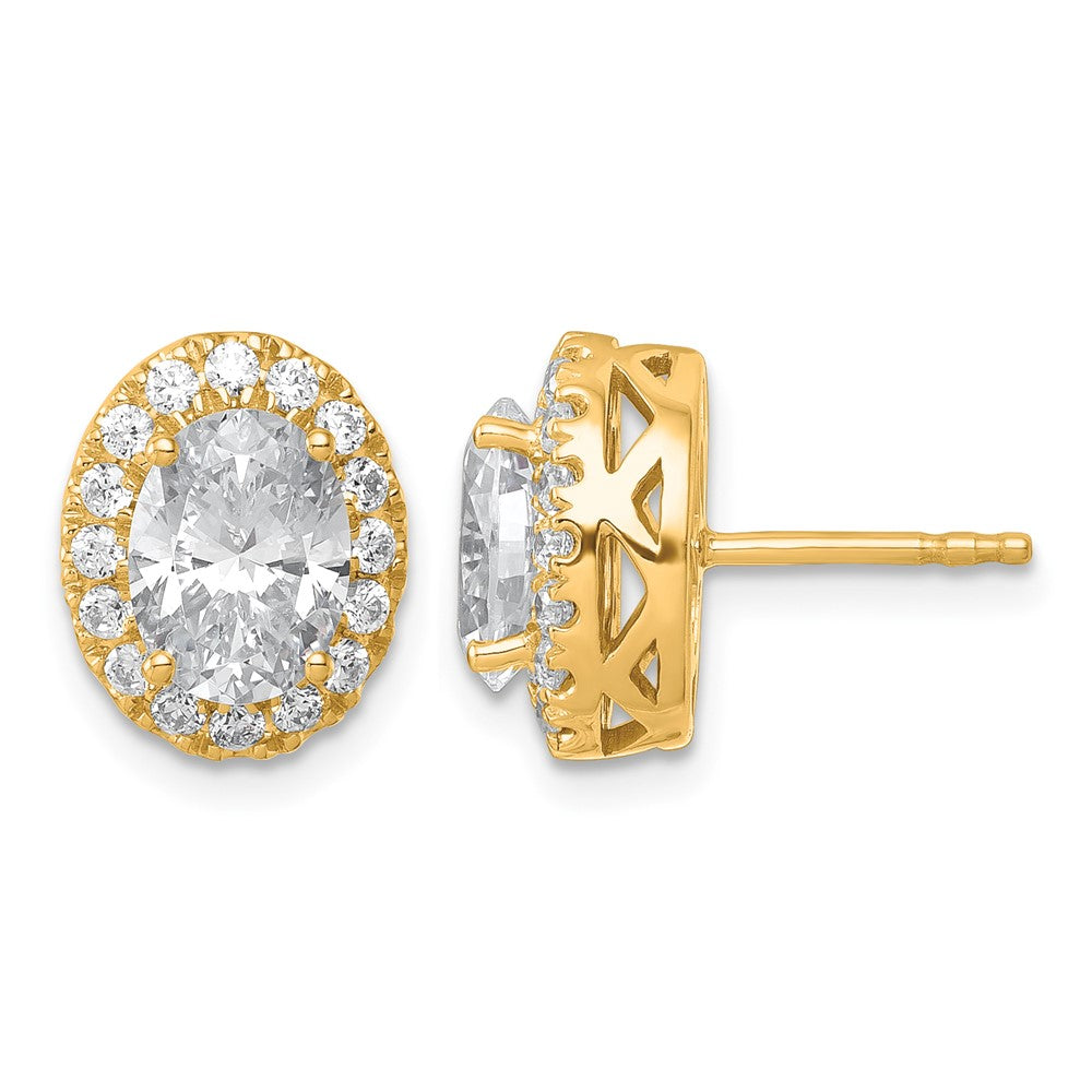 14k 2 1/2ct Lab Grown Diamond VS/SI+ G+ Oval Complete Halo Post Earrings