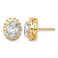 14k 2 1/2ct Lab Grown Diamond VS/SI+ G+ Oval Complete Halo Post Earrings