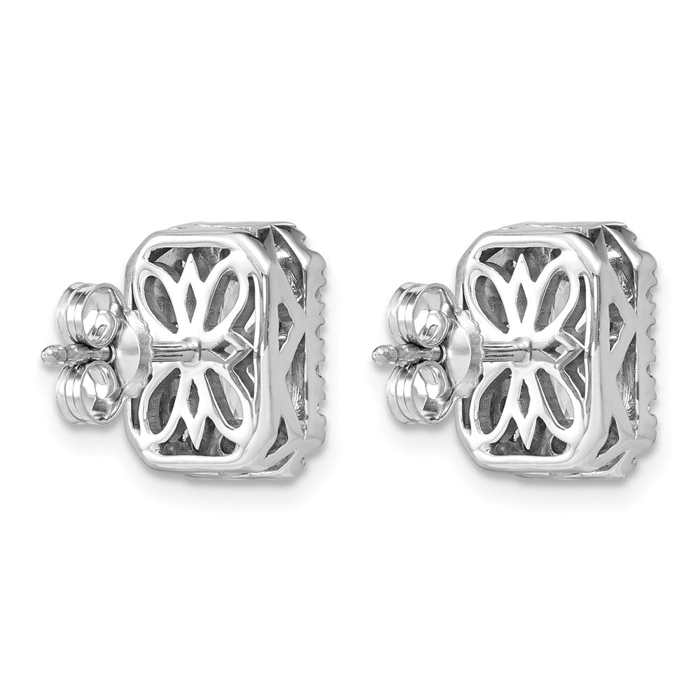 14kw 1/2ct Radiant Lab Grown VS/SI+ G+ Dia Halo Semi-mount Earrings