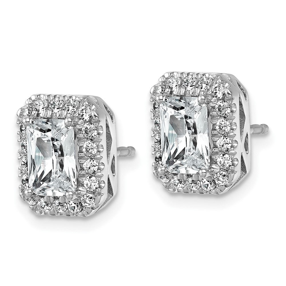 14kw 2 1/2ct Lab Grown VS+ F+ Diamond Radiant Shape Halo Complete Earring