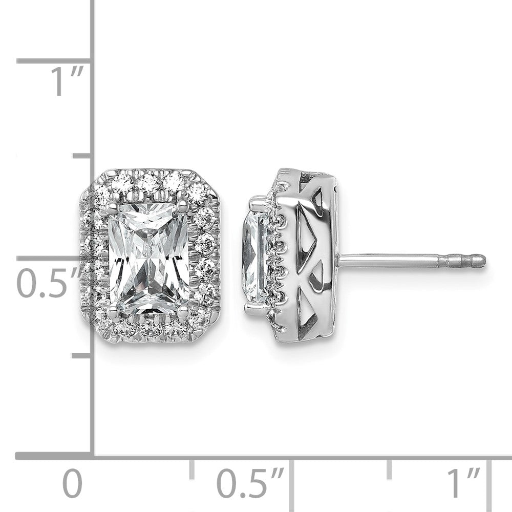 14kw 1/2ct Radiant Lab Grown VS/SI+ G+ Dia Halo Semi-mount Earrings