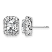 14kw 2 1/2ct Lab Grown VS+ F+ Diamond Radiant Shape Halo Complete Earring