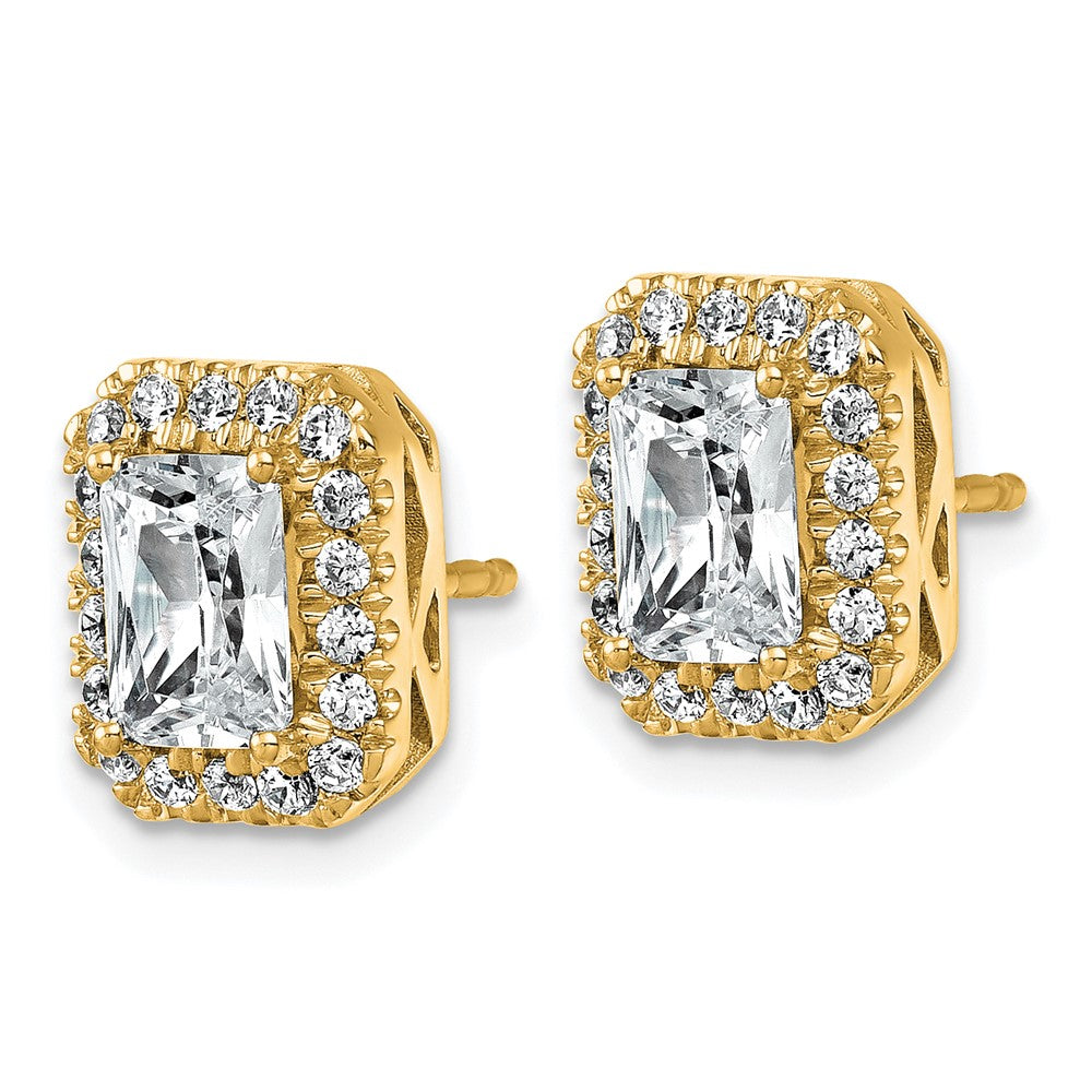 14k 2 1/2ct Lab Grown VS+ F+ Diamond Radiant Shape Halo Complete Earrings