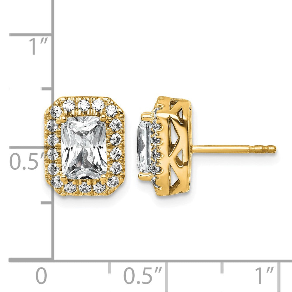 14k 2 1/2ct Lab Grown VS+ F+ Diamond Radiant Shape Halo Complete Earrings