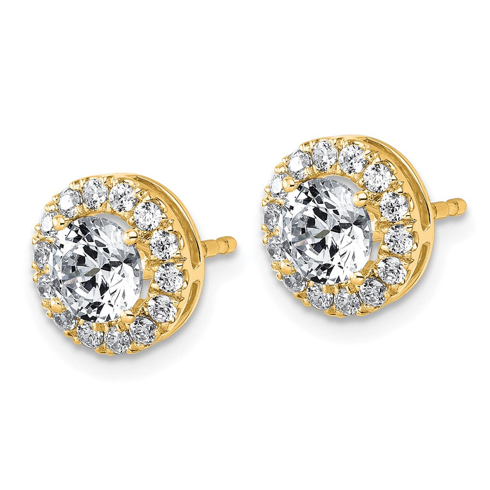 14k 1 7/8ct Lab Grown Diamond VS+ F+ Round Complete Halo Post Earrings