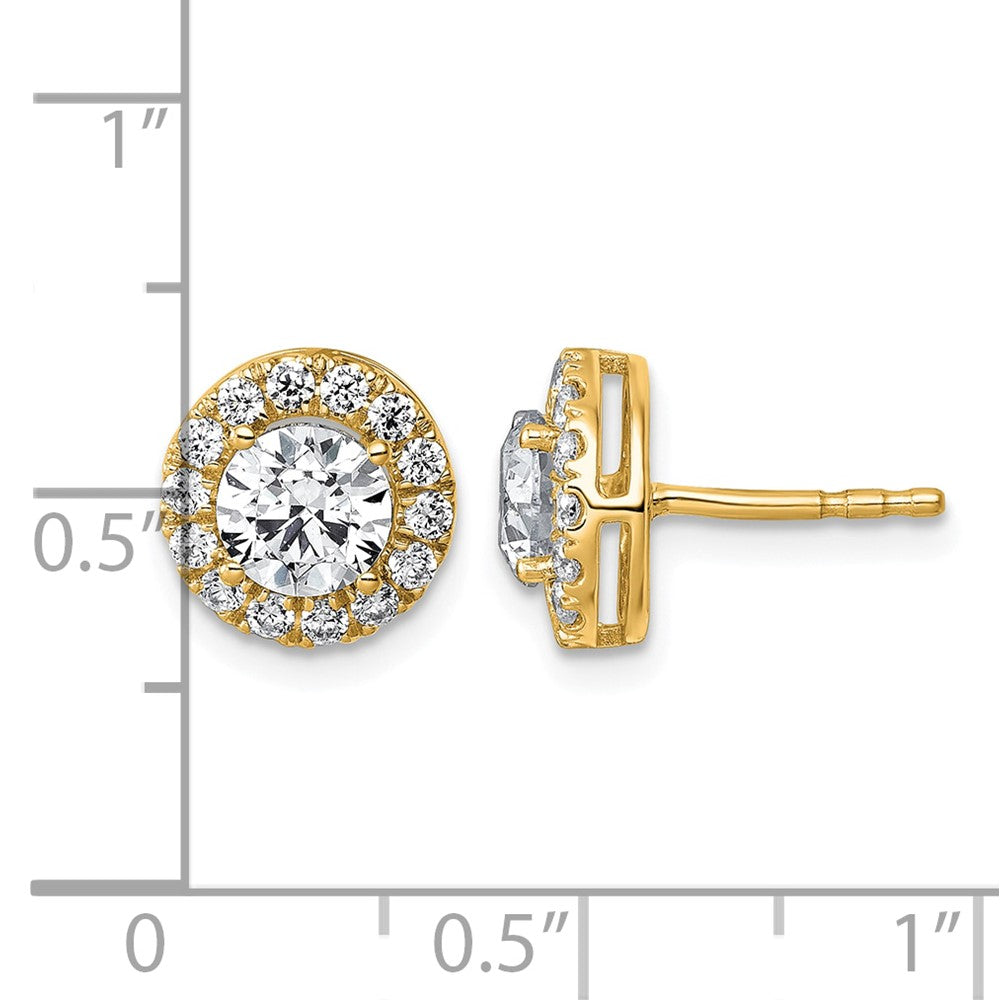 14k 1 7/8ct Lab Grown Diamond VS+ F+ Round Complete Halo Post Earrings