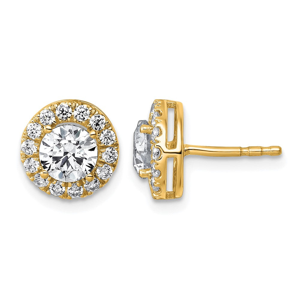 14k 1 7/8ct Lab Grown Diamond VS+ F+ Round Complete Halo Post Earrings