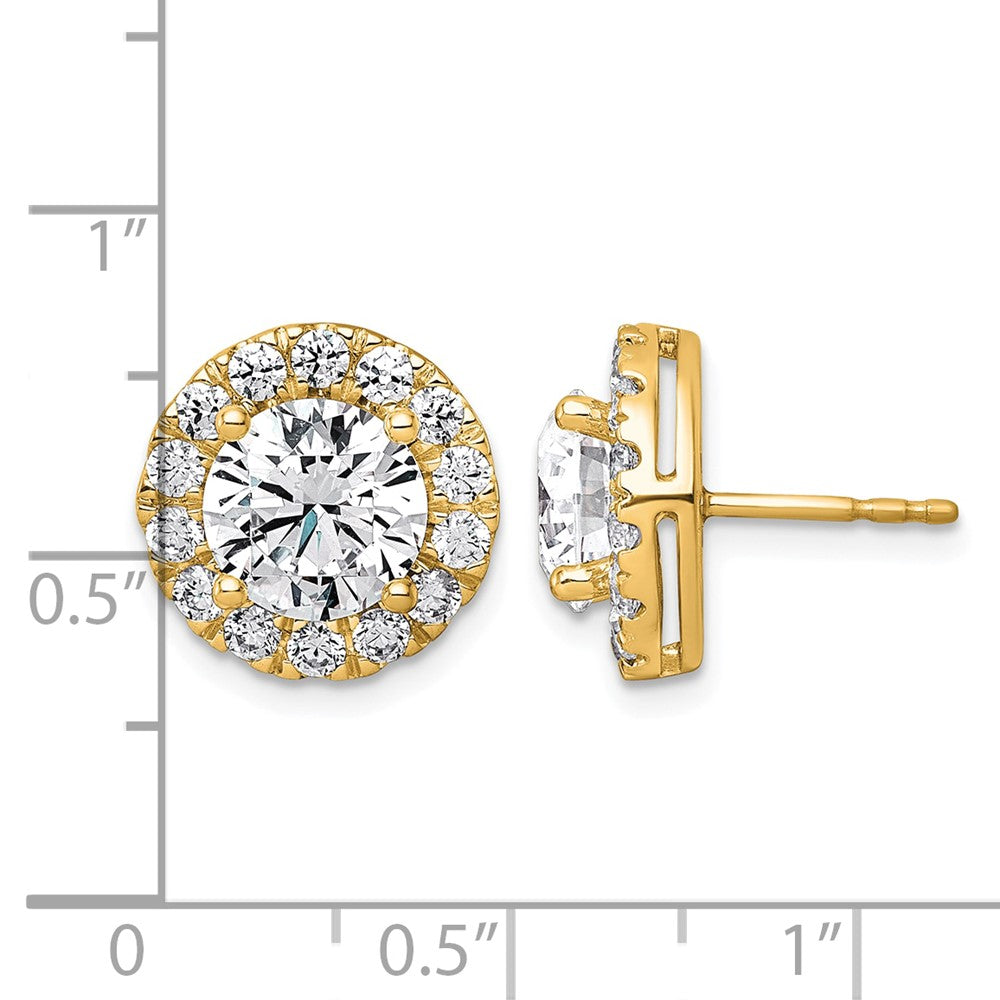 14k 5ct Lab Grown Diamond VS+ F+ Round Complete Halo Post Earrings