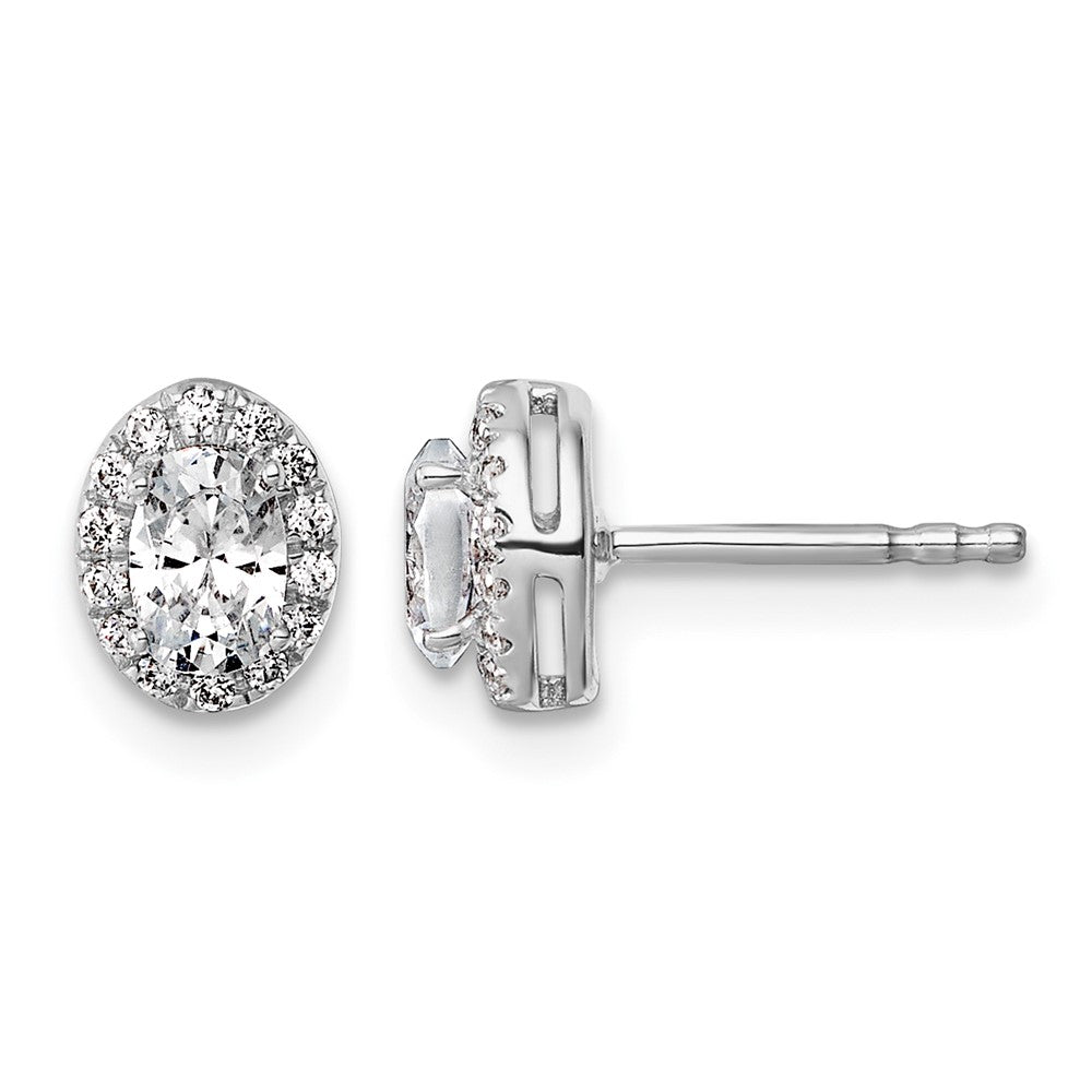14kw 5/8ct Lab Grown Diamond VS+ F+ Complete Oval Halo Earrings
