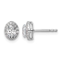 14kw 5/8ct Lab Grown Diamond VS+ F+ Complete Oval Halo Earrings