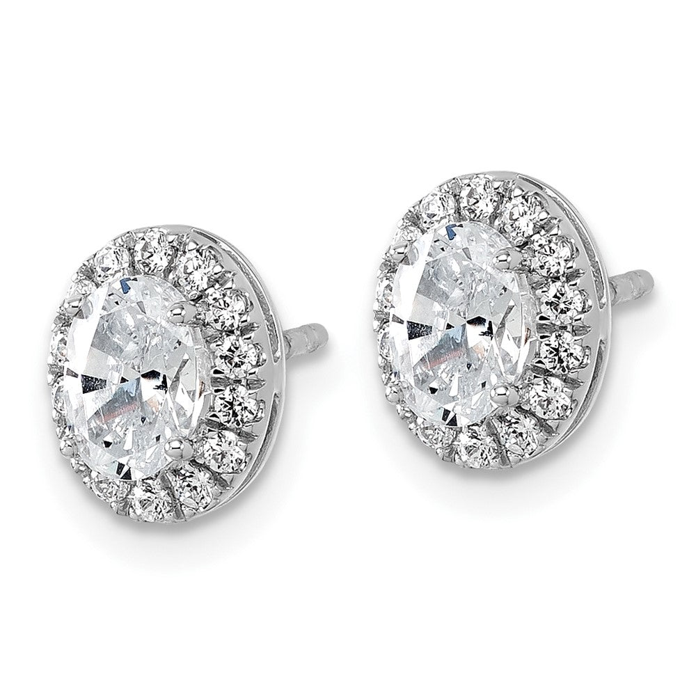 14kw 1 1/4ct Lab Grown Diamond VS+ F+ Complete Oval Halo Earrings