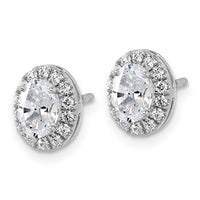 14kw 1 1/4ct Lab Grown Diamond VS+ F+ Complete Oval Halo Earrings