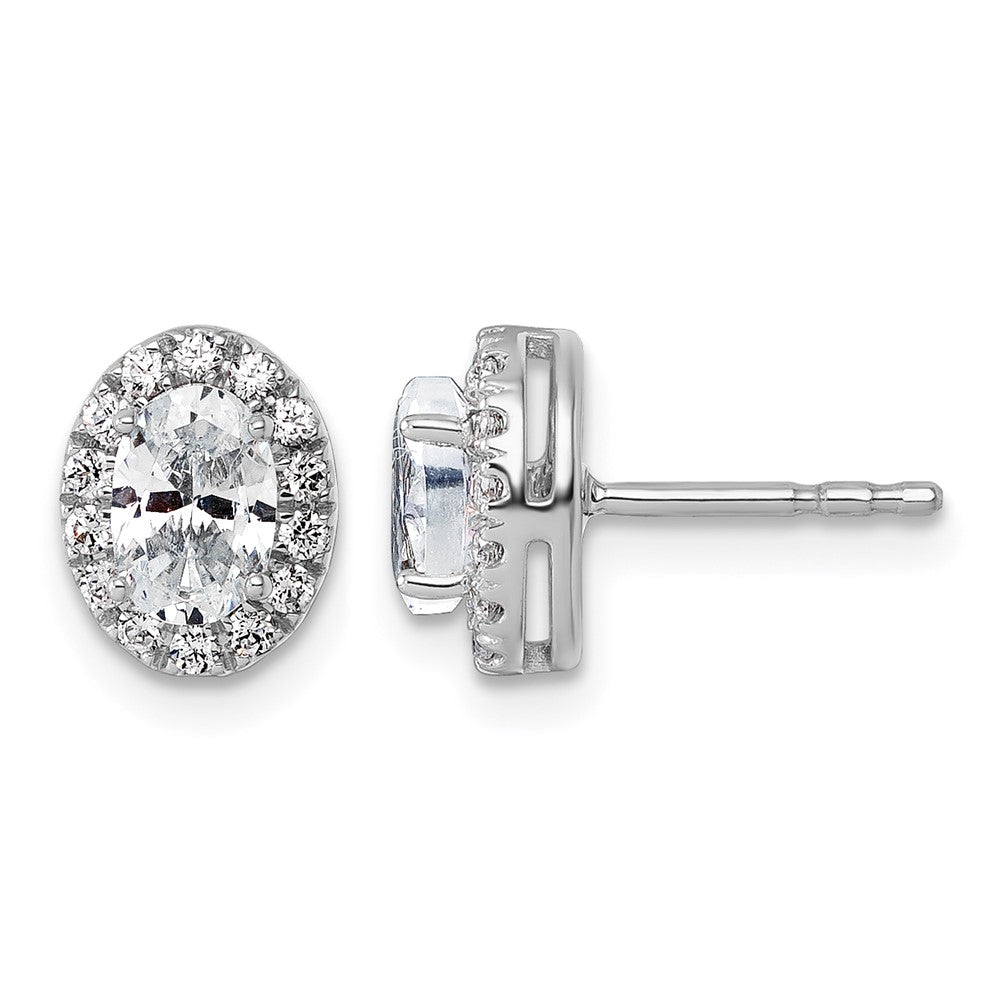 14k White Gold 1/4 ct Lab Grown Dia VS/SI+ G+ Semi Oval Halo Earrings