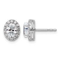14k White Gold 1/4 ct Lab Grown Dia VS/SI+ G+ Semi Oval Halo Earrings