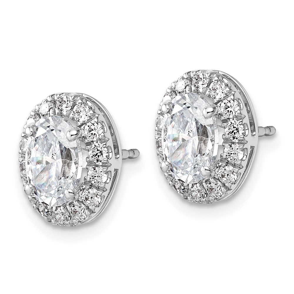 14kw 1/2ct Lab Grown Dia VS/SI+ G+ Semi Mount Oval Halo Earrings