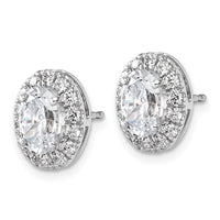 14kw 1/2ct Lab Grown Dia VS/SI+ G+ Semi Mount Oval Halo Earrings