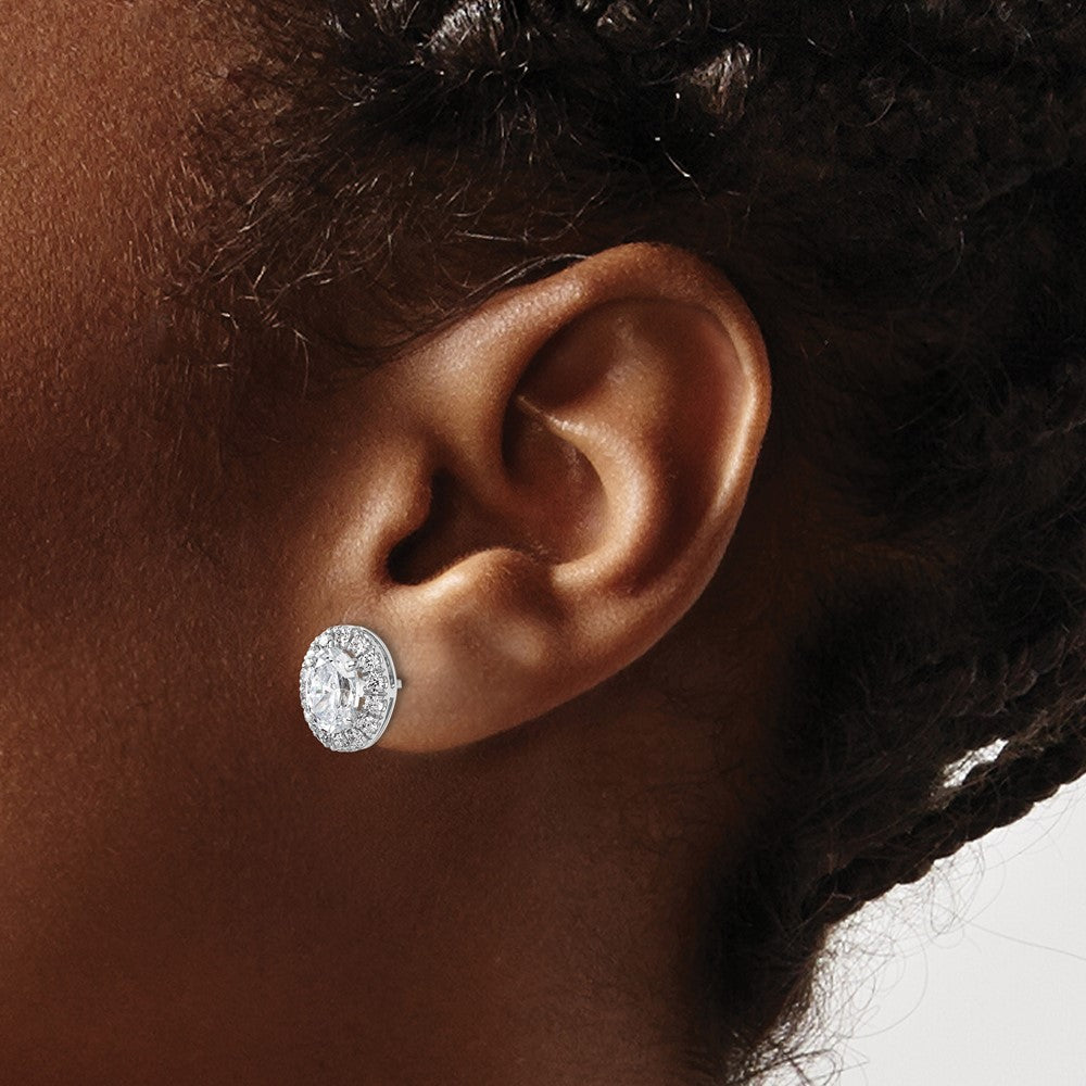 14kw 1/2ct Lab Grown Dia VS/SI+ G+ Semi Mount Oval Halo Earrings