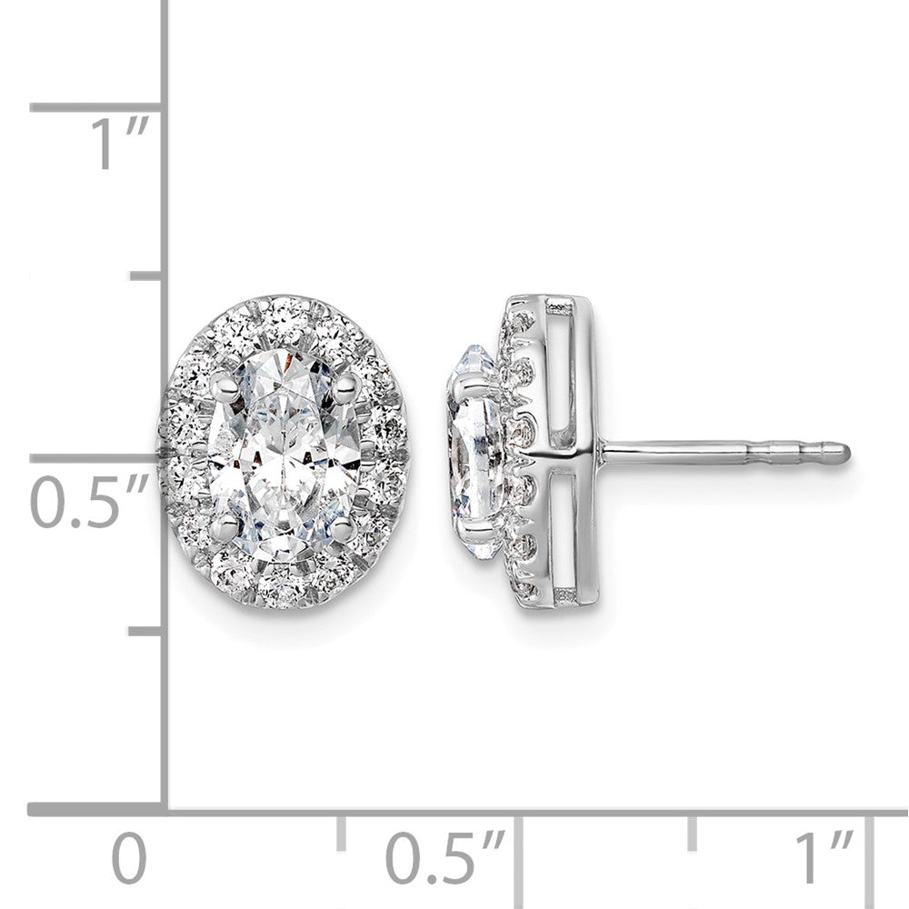 14kw 2 1/2ct Lab Grown Diamond VS+ F+ Complete Oval Halo Earrings