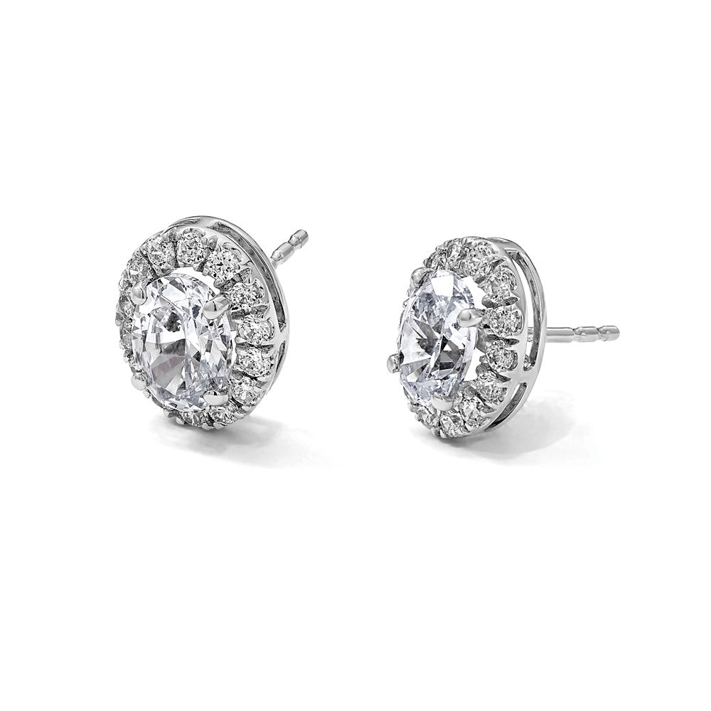 14kw 2 1/2ct Lab Grown Diamond VS+ F+ Complete Oval Halo Earrings
