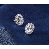 14kw 1 1/4ct Lab Grown Diamond VS+ F+ Complete Oval Halo Earrings