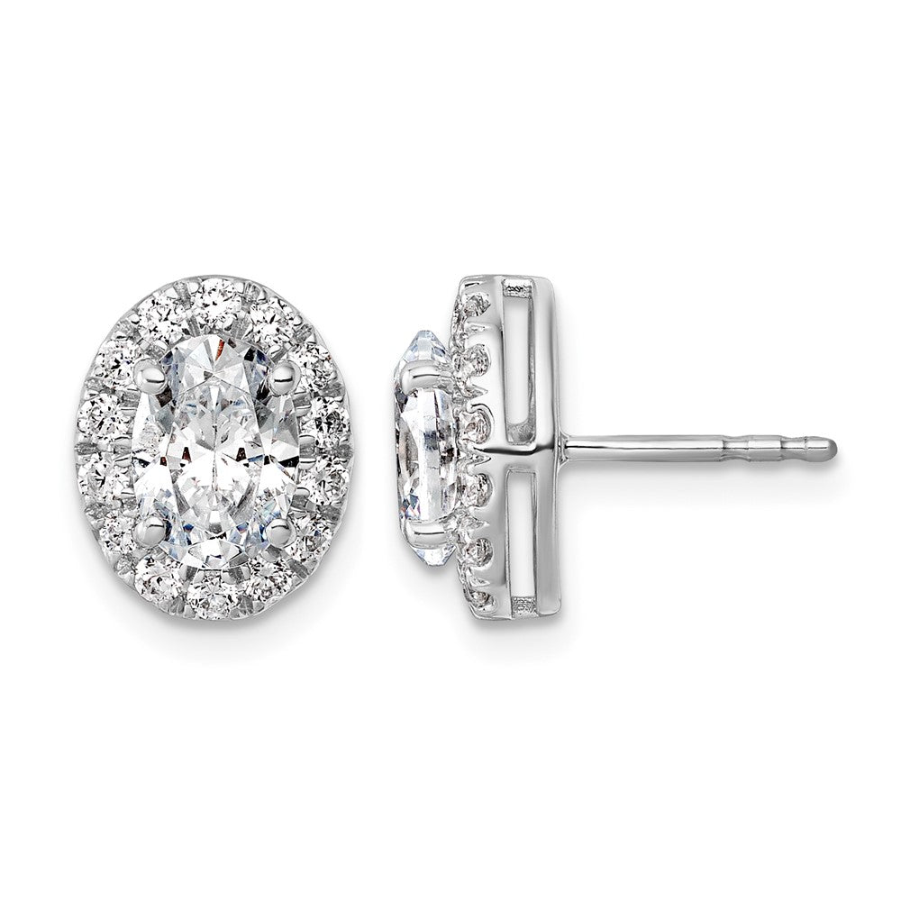 14kw 1/2ct Lab Grown Dia VS/SI+ G+ Semi Mount Oval Halo Earrings