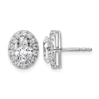 14kw 2 1/2ct Lab Grown Diamond VS+ F+ Complete Oval Halo Earrings
