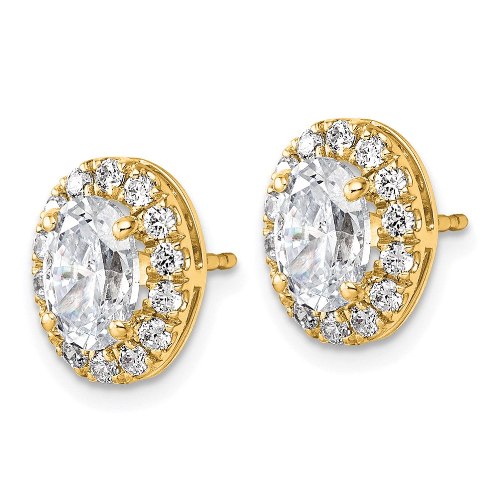 14k 2 1/2ct Lab Grown Diamond VS+ F+ Complete Oval Halo Earrings