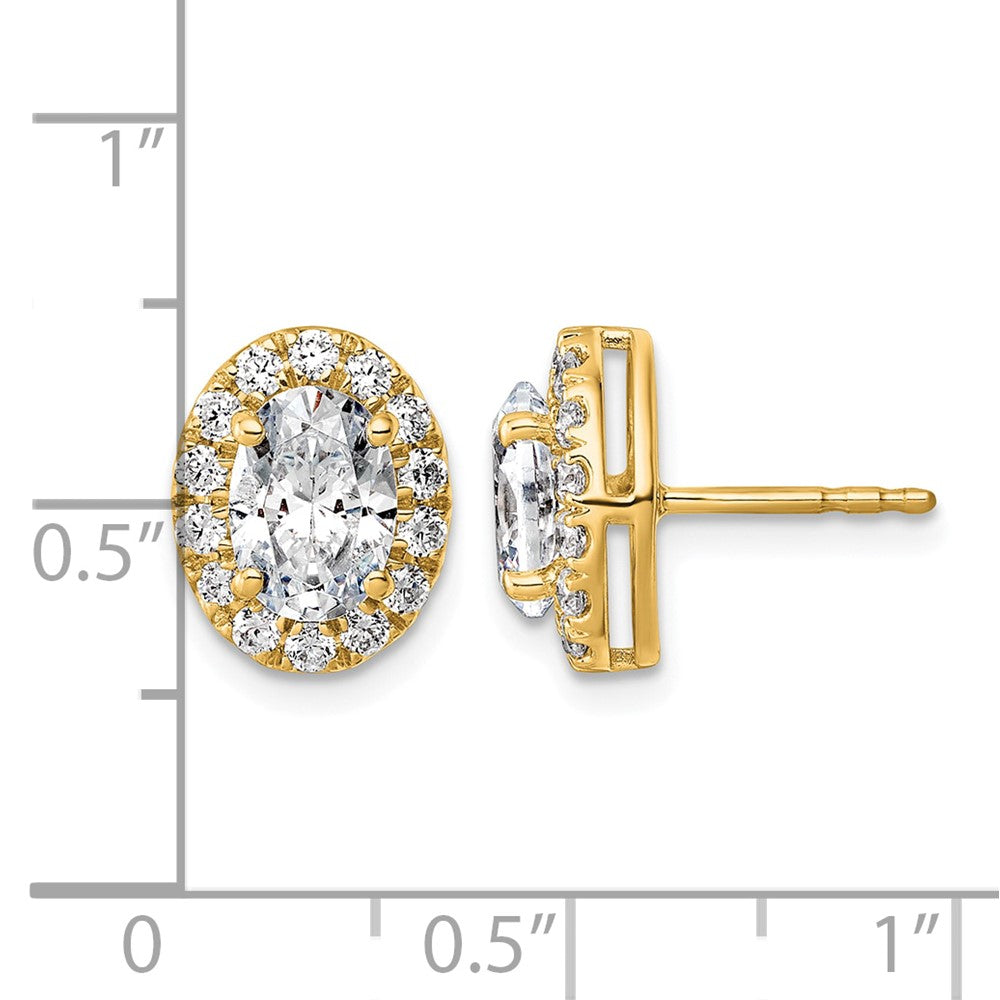 14k 2 1/2ct Lab Grown Diamond VS+ F+ Complete Oval Halo Earrings