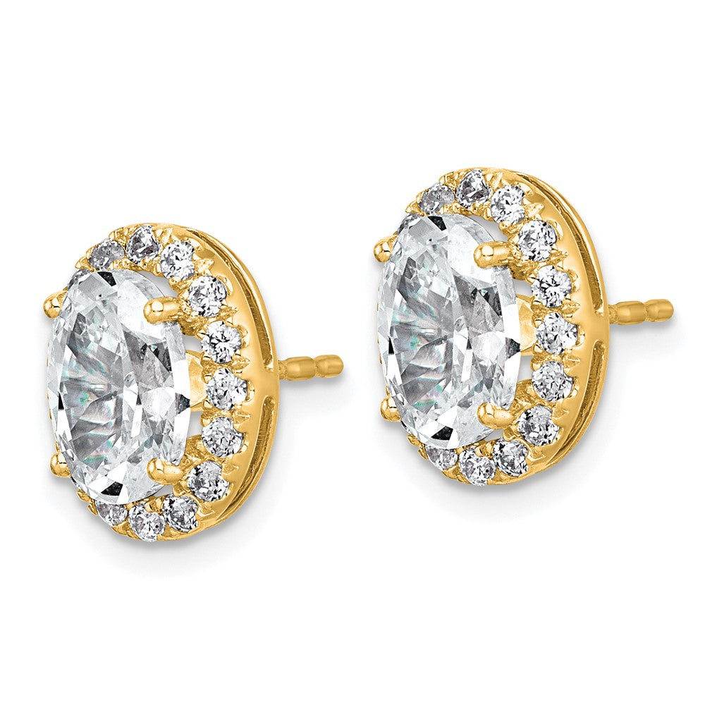 14k 3 1/2ct Lab Grown Diamond VS+ F+ Complete Oval Halo Earrings