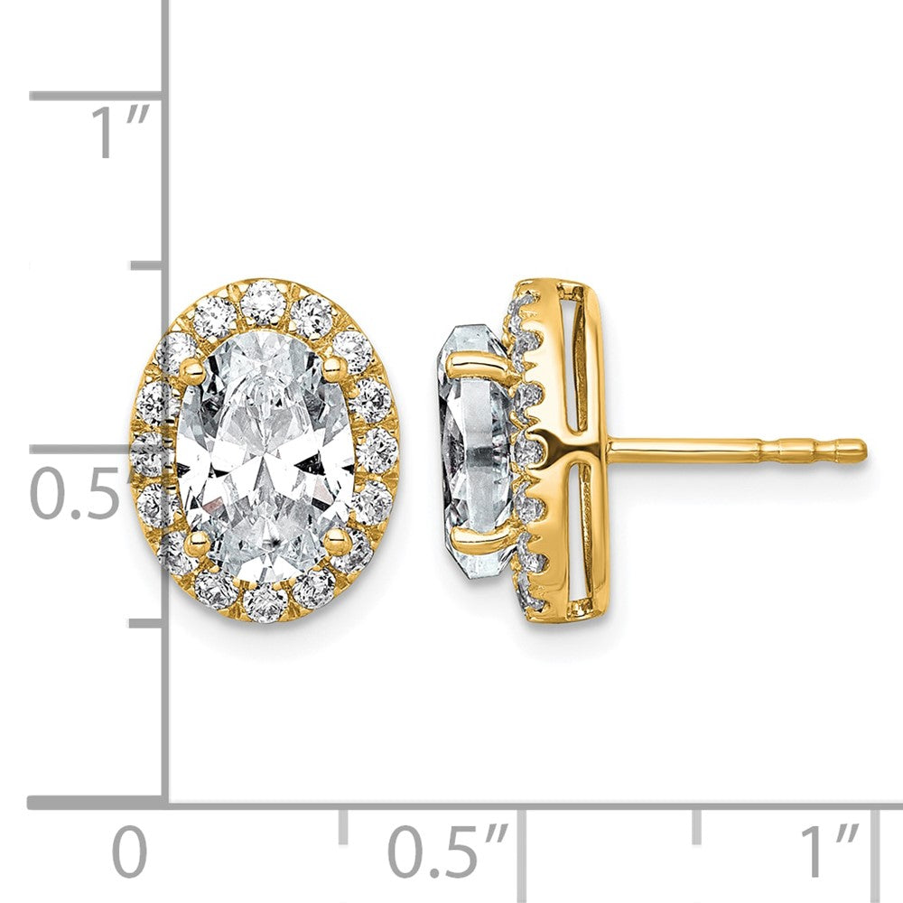 14k 3 1/2ct Lab Grown Diamond VS+ F+ Complete Oval Halo Earrings