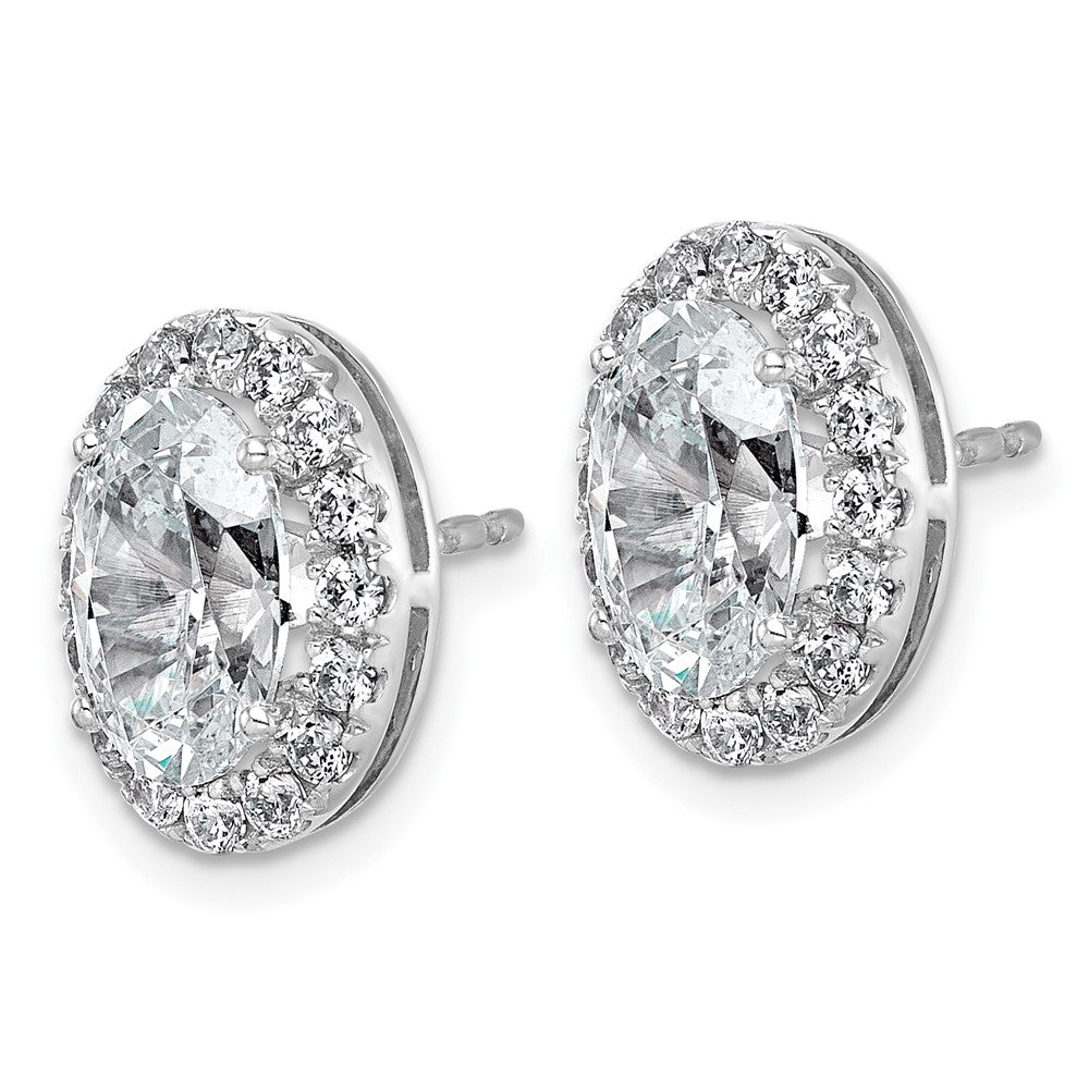 14kw 4 3/4ct Lab Grown Diamond VS+ F+ Complete Oval Halo Earrings