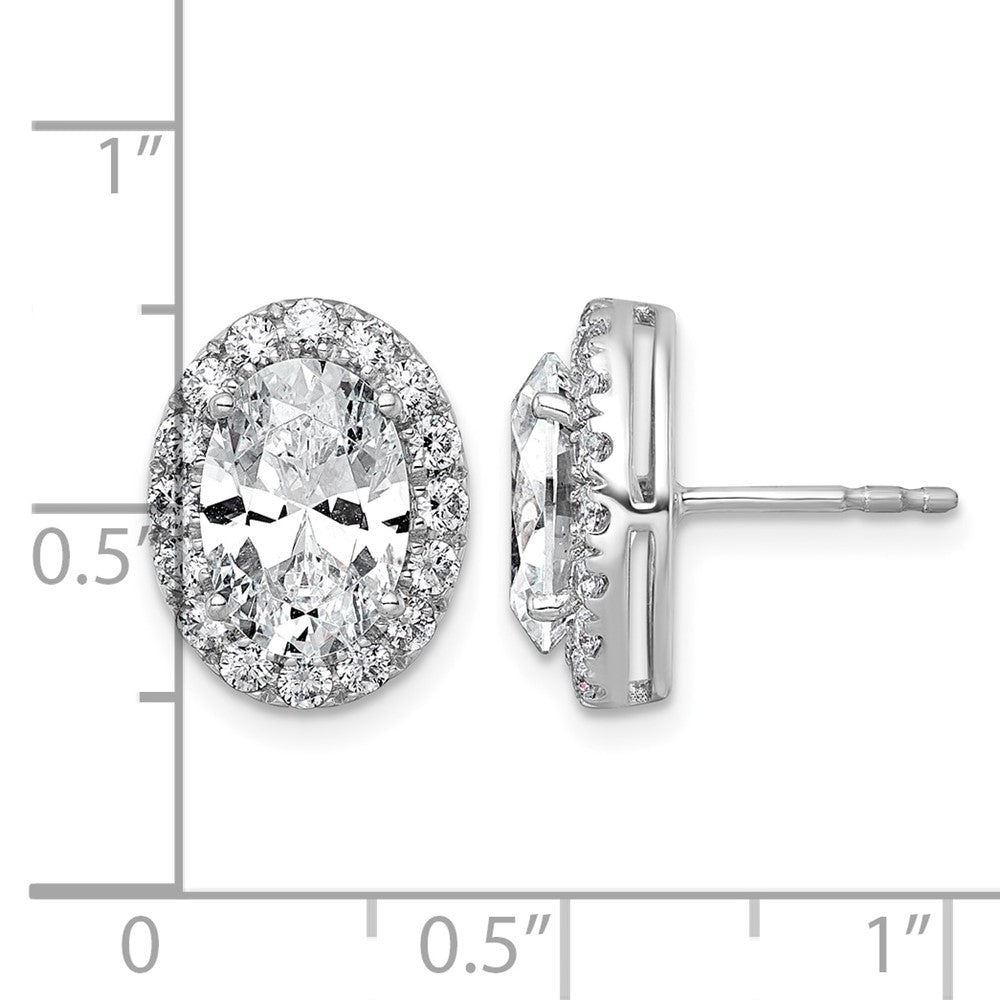 14kw 4 3/4ct Lab Grown Diamond VS+ F+ Complete Oval Halo Earrings