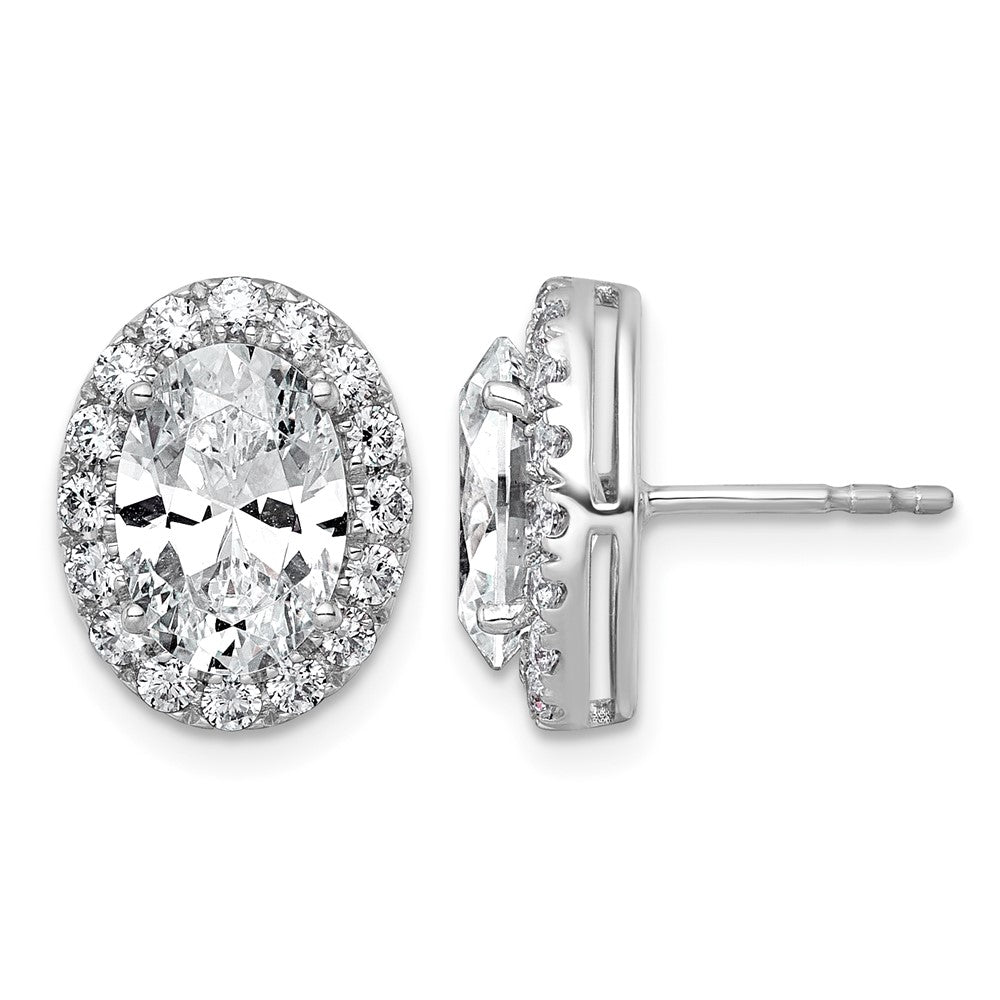 14kw 4 3/4ct Lab Grown Diamond VS+ F+ Complete Oval Halo Earrings