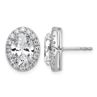 14kw 4 3/4ct Lab Grown Diamond VS+ F+ Complete Oval Halo Earrings