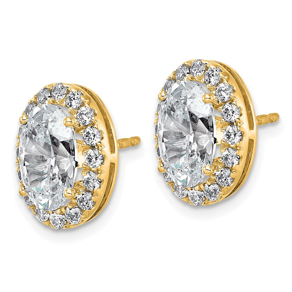 14k 4 3/4ct Lab Grown Diamond VS+ F+ Complete Oval Halo Earrings