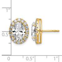 14k 4 3/4ct Lab Grown Diamond VS+ F+ Complete Oval Halo Earrings