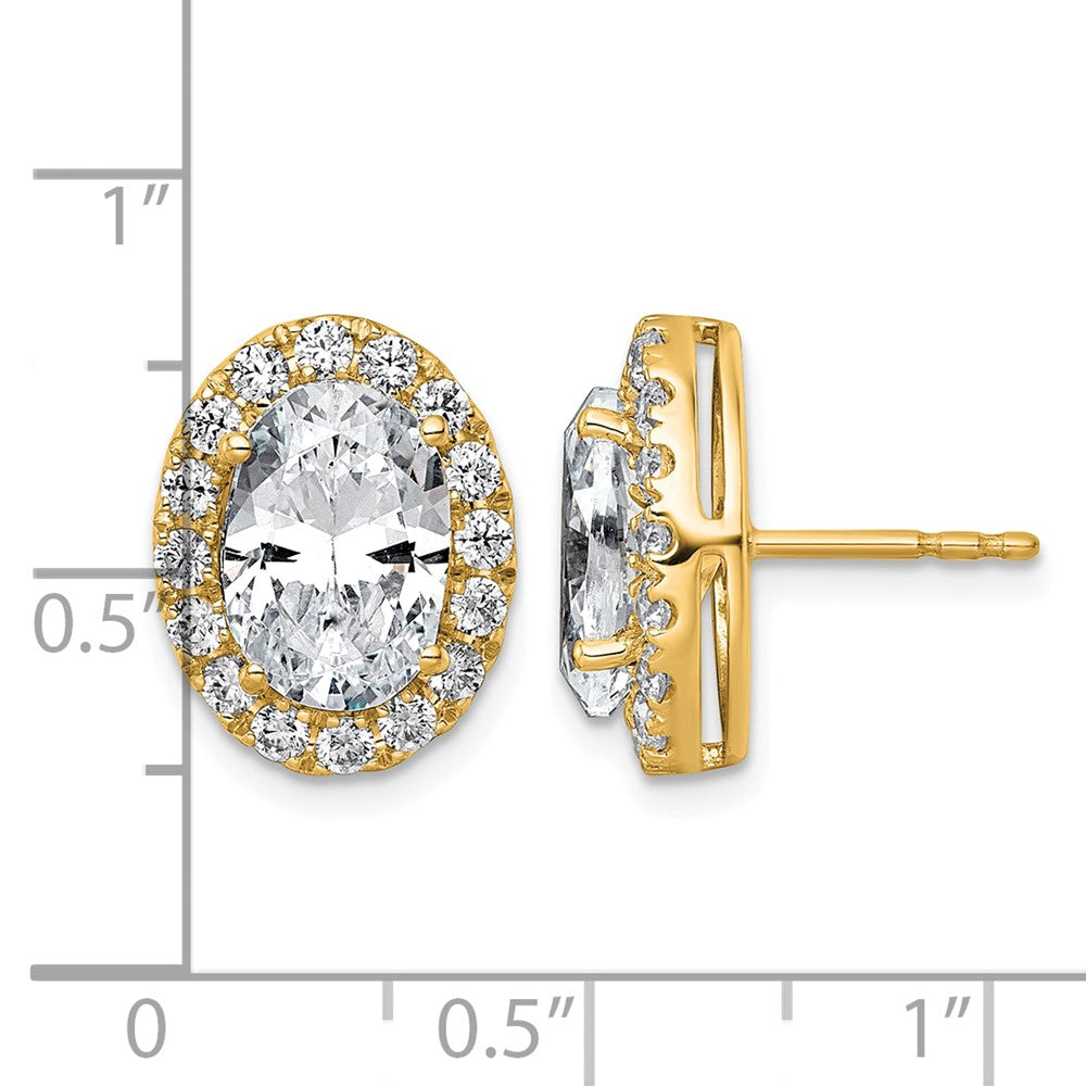 14k 5 7/8ct Lab Grown Diamond VS+ F+ Complete Oval Halo Earrings