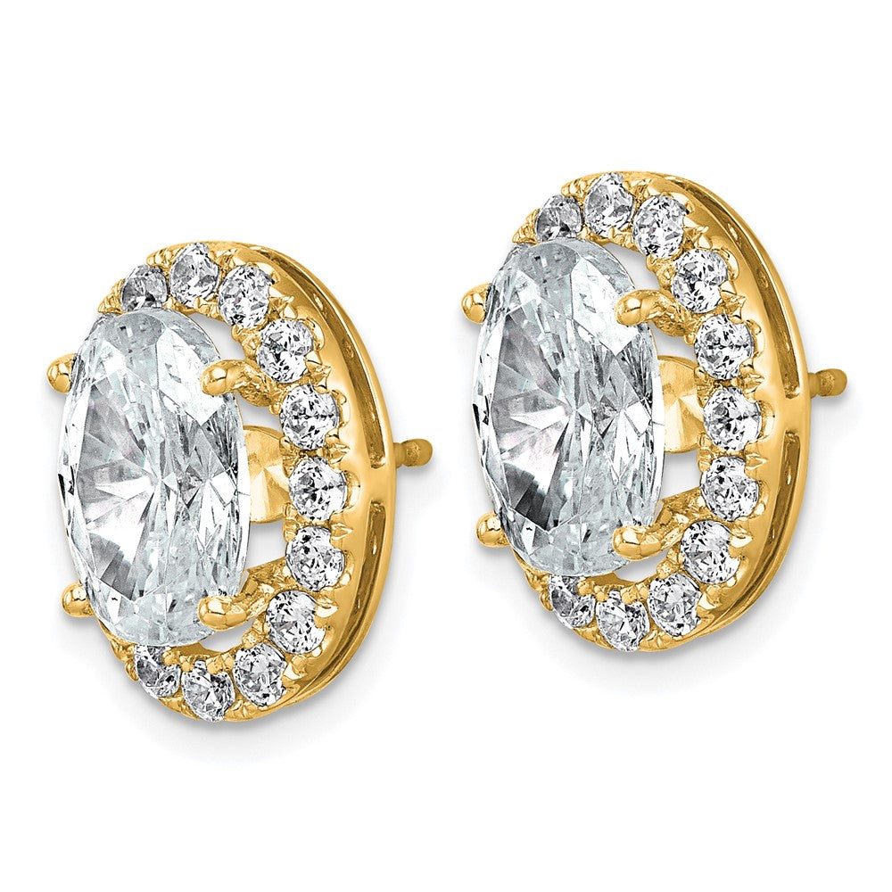 14k 7 3/8ct Lab Grown Diamond VS+ F+ Complete Oval Halo Earrings