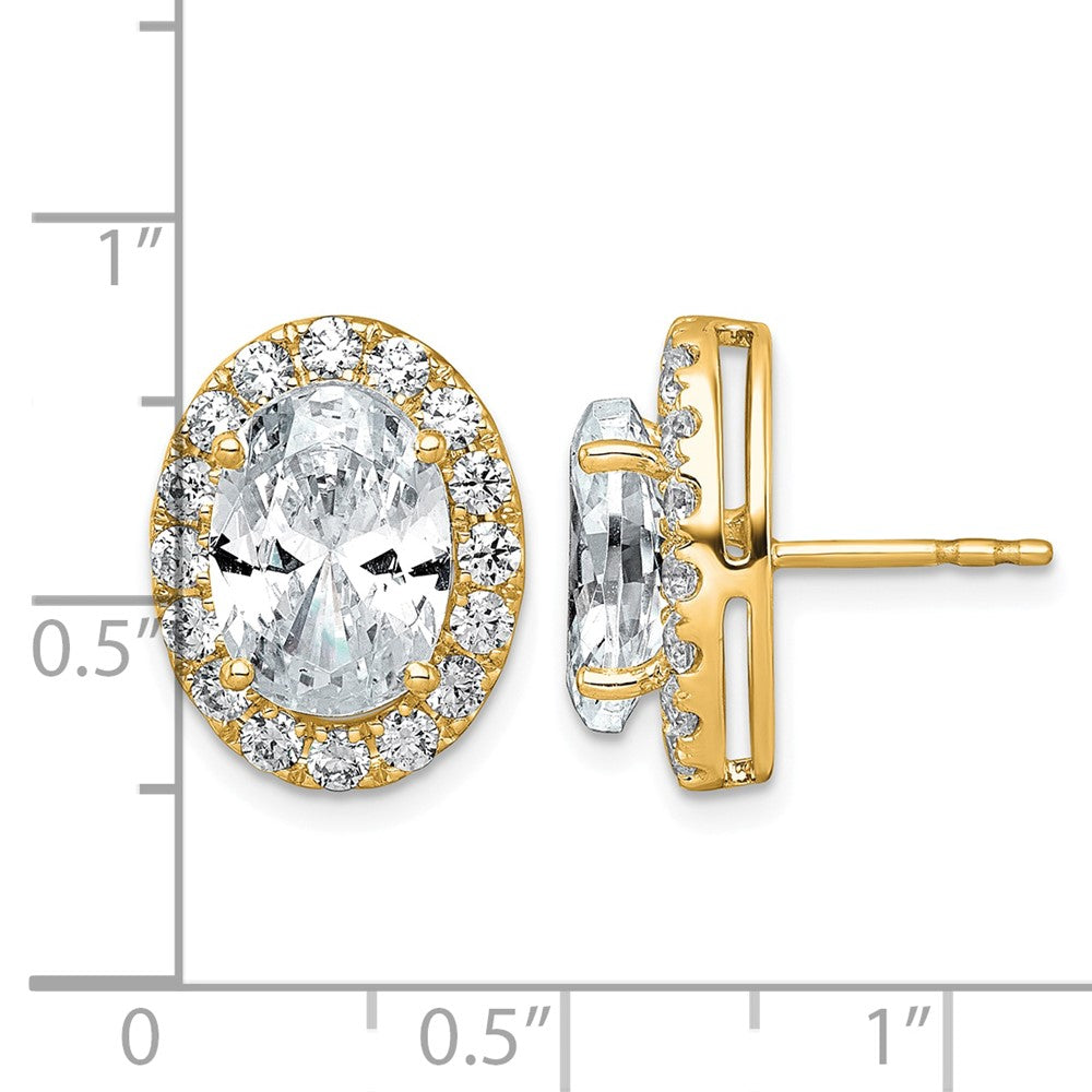 14k 7 3/8ct Lab Grown Diamond VS+ F+ Complete Oval Halo Earrings