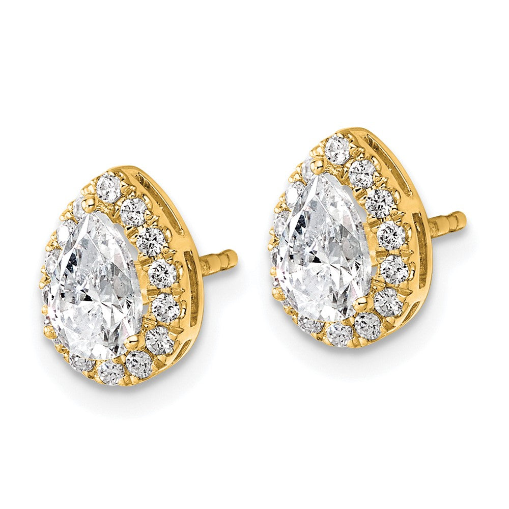 14k White Gold 1 1/4ct Lab Grown Diamond VS+ F+ Comp Pear Halo Earrings