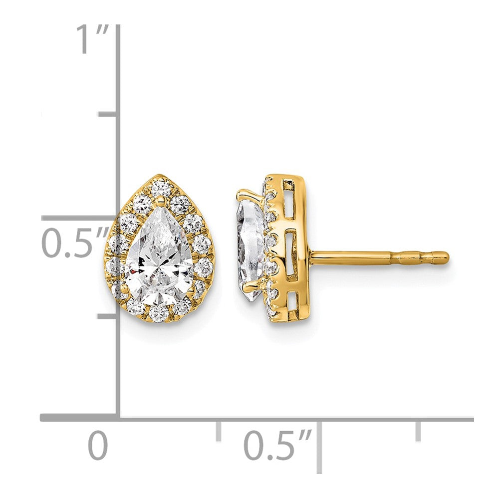 14k White Gold 1 1/4ct Lab Grown Diamond VS+ F+ Comp Pear Halo Earrings