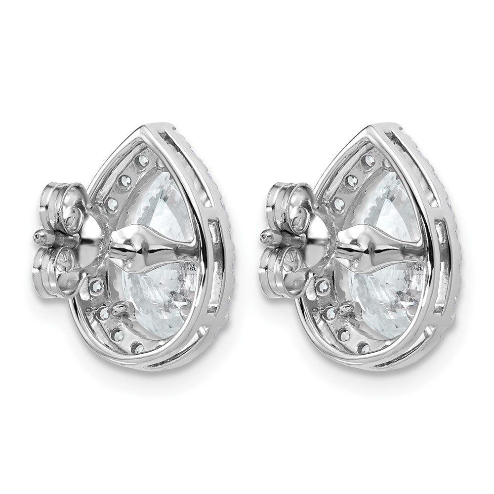 14kw 3 1/2ct Lab Grown Diamond VS+ F+ Comp Pear Halo Post Earrings