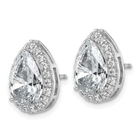 14kw 4 5/8ct Lab Grown Diamond VS+ F+ Comp Pear Halo Post Earrings
