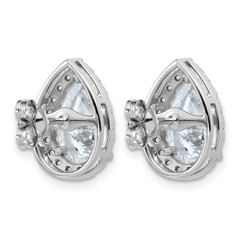 14kw 4 5/8ct Lab Grown Diamond VS+ F+ Comp Pear Halo Post Earrings